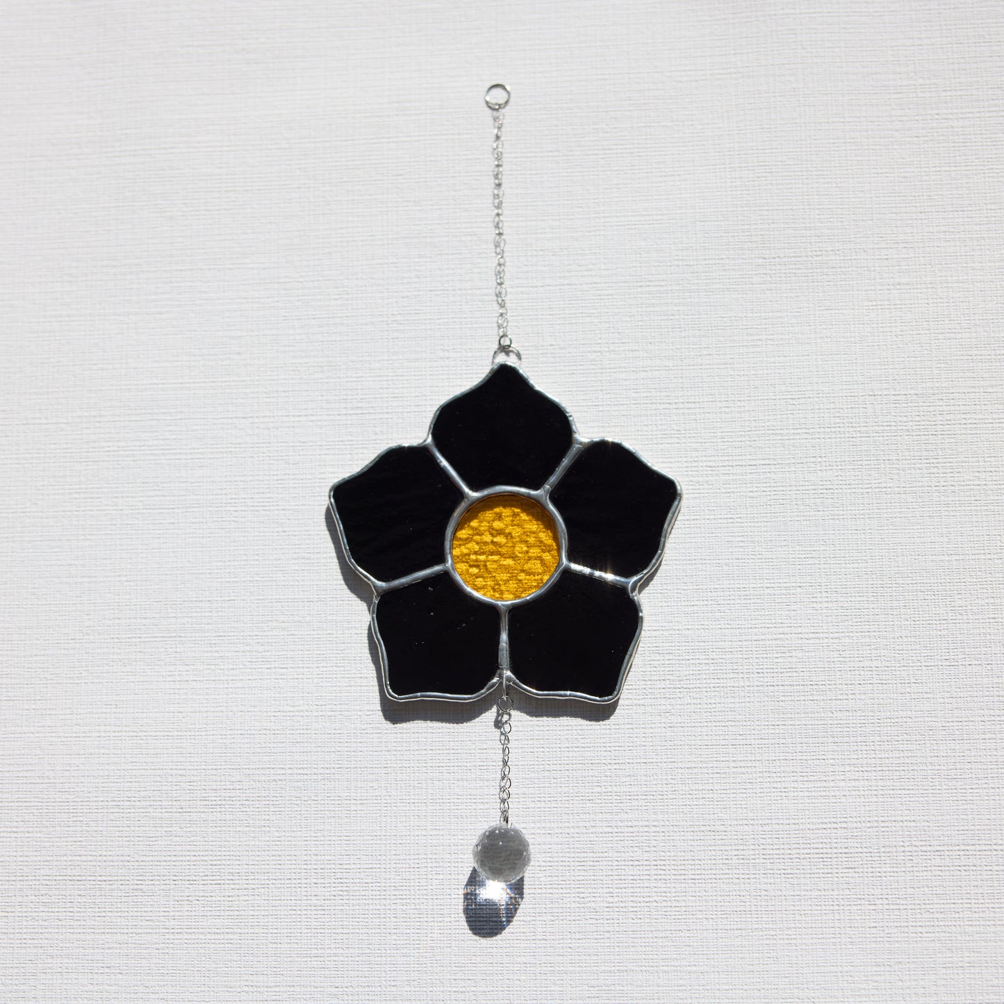 Suspension Fleur Noire Cristal