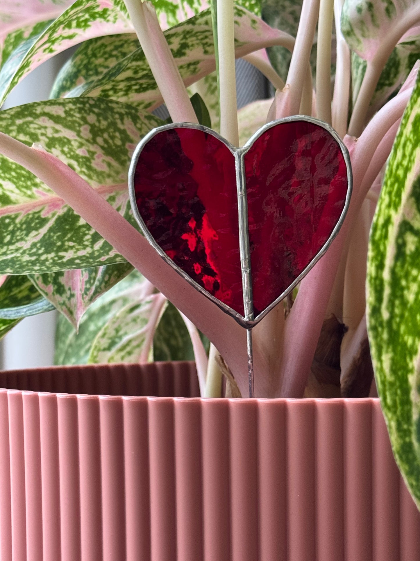 Ornement vitrail pour plantes - Cœur