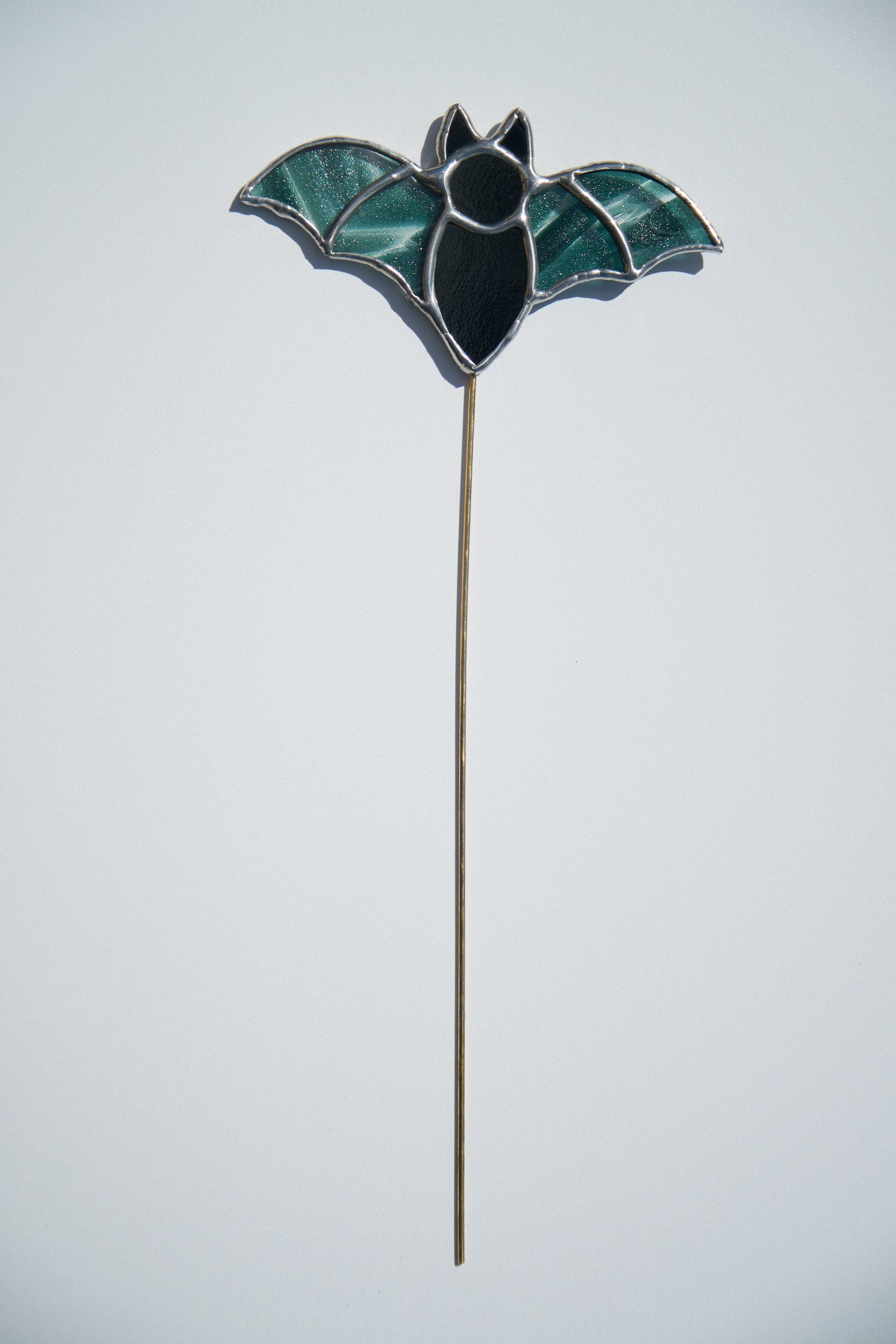 Décoration de plante en vitrail – Chauve Souris Halloween Vert Pailleté