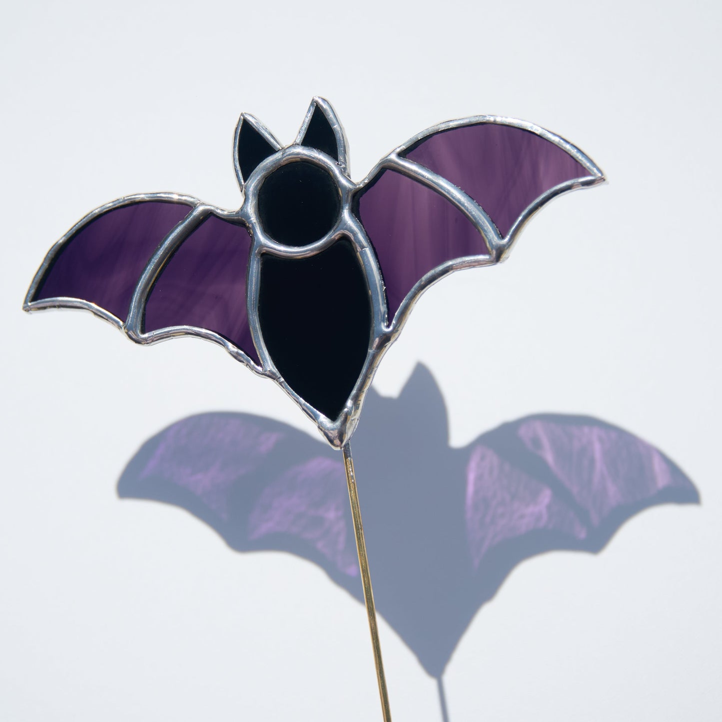 Décoration de plante en vitrail – Chauve-souris Halloween Violet