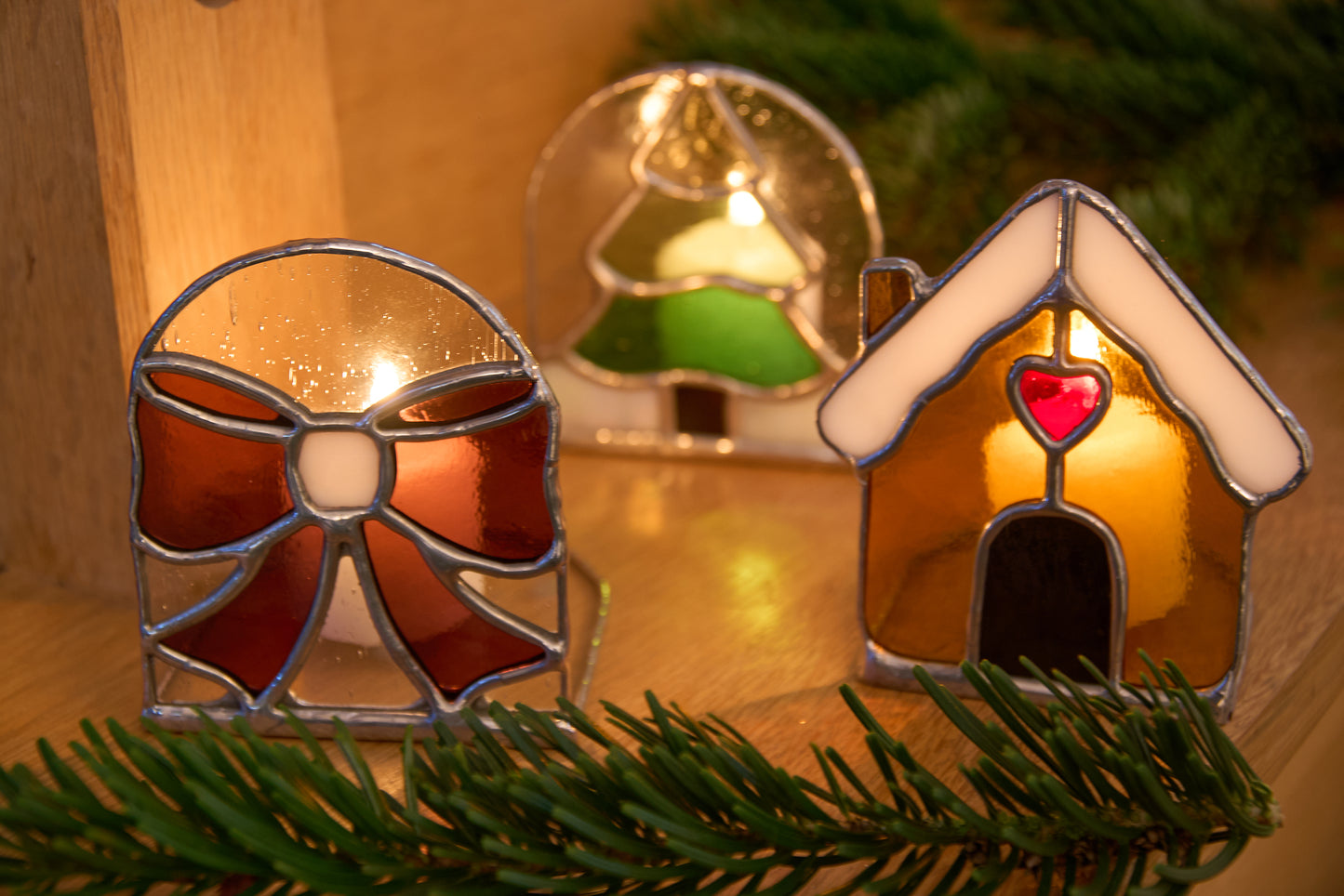 Bougeoir - Ruban de Noël