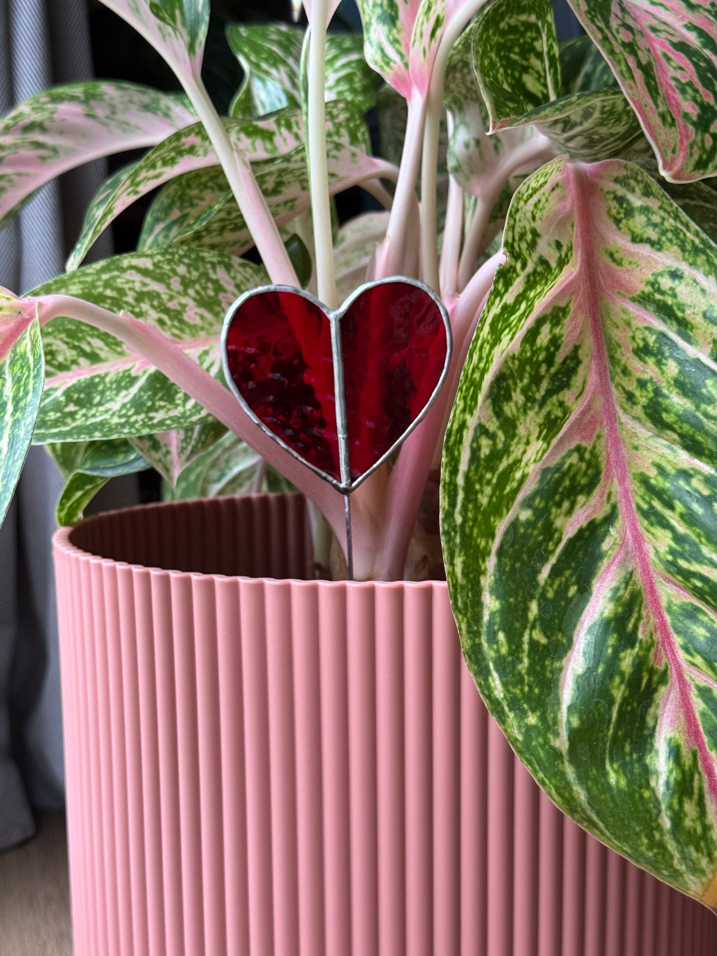 Ornement vitrail pour plantes - Cœur