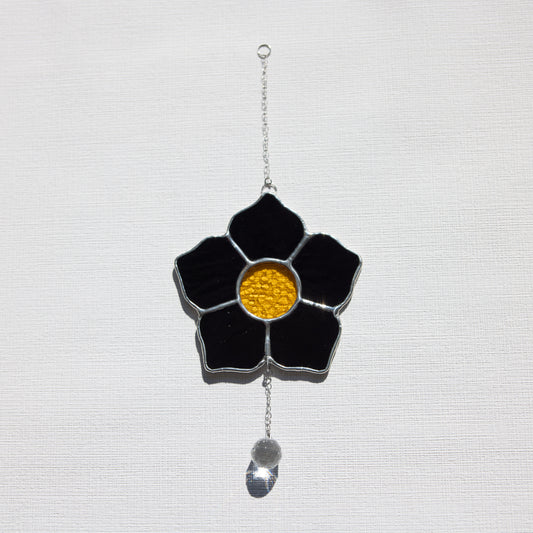 Suspension Fleur Noire Cristal
