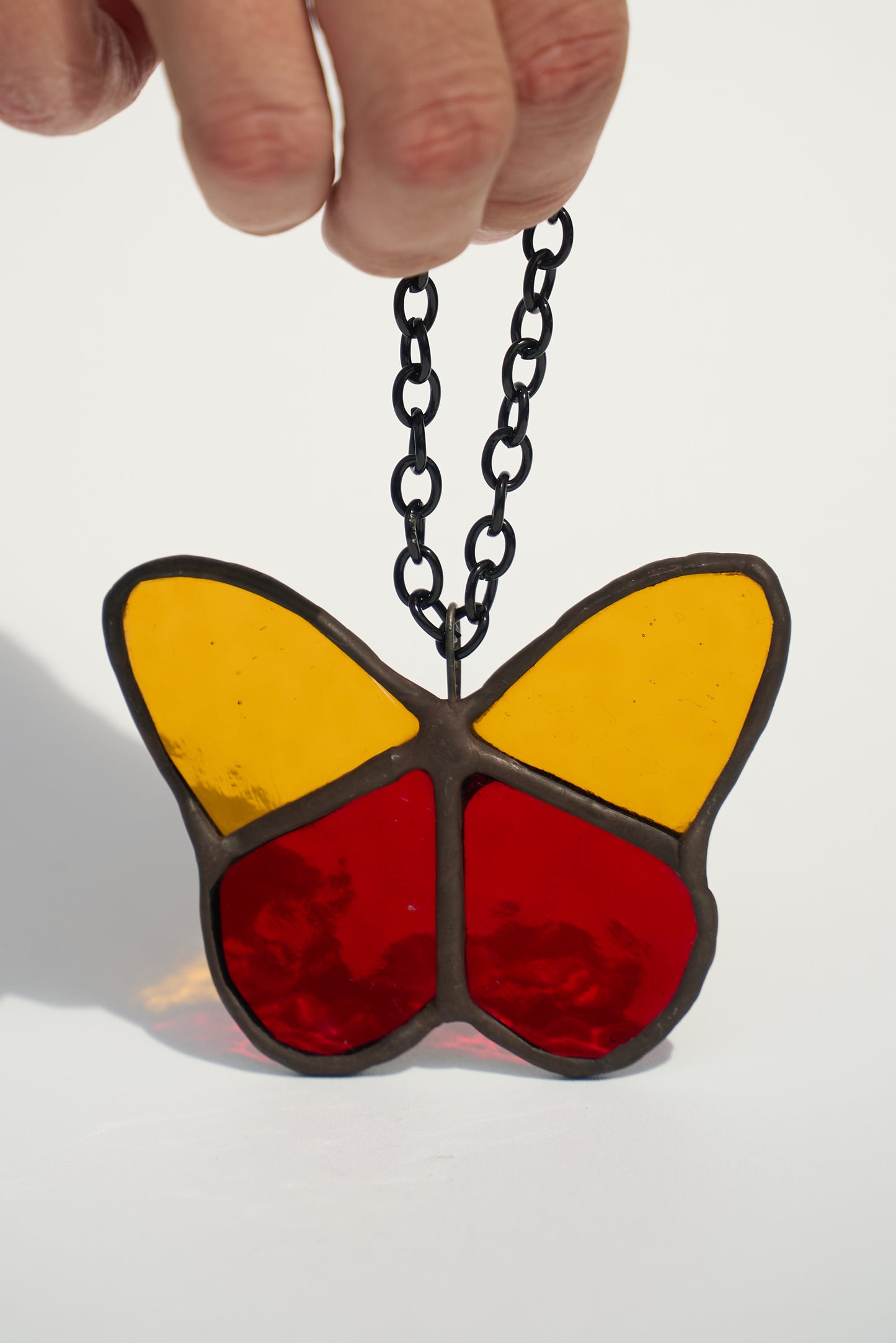 Vitrail Papillon Jaune et Rouge