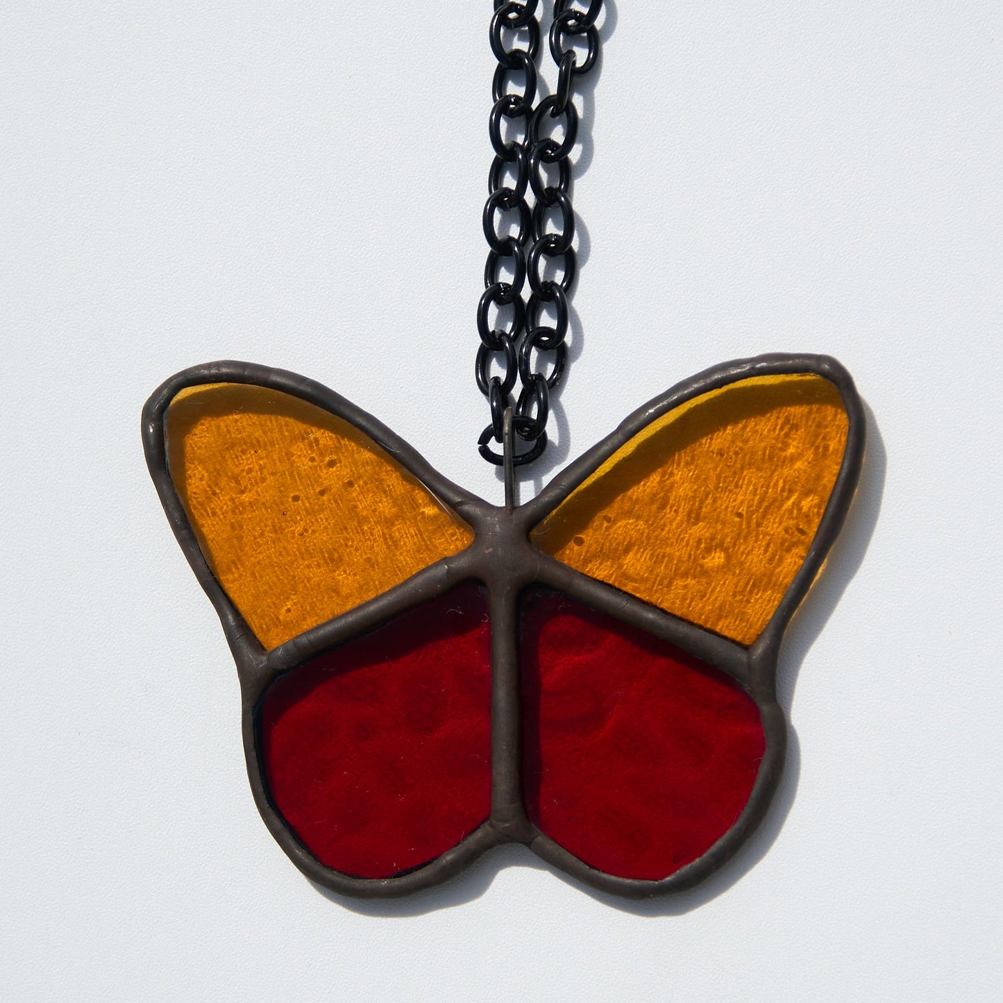 Vitrail Papillon Jaune et Rouge