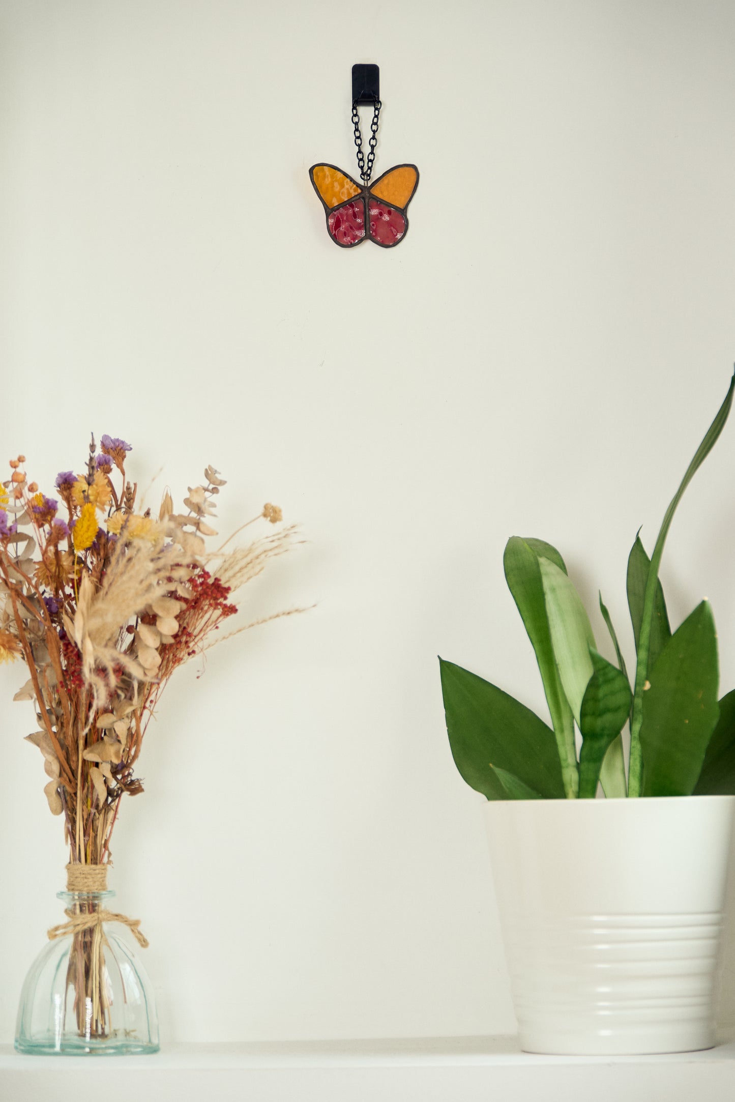 Vitrail Papillon Jaune et Rouge