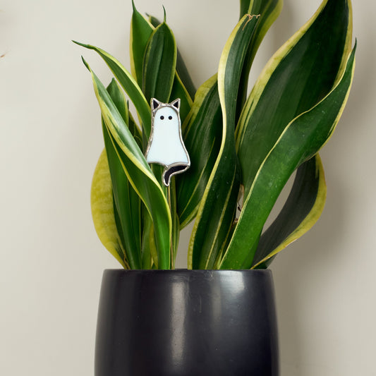 Décoration de plante en vitrail – Chat Fantôme Halloween