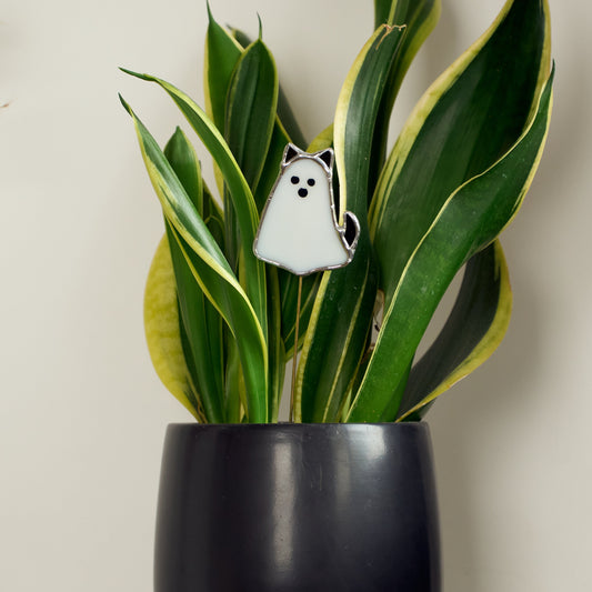 Décoration de plante en vitrail - Chien Fantôme Halloween