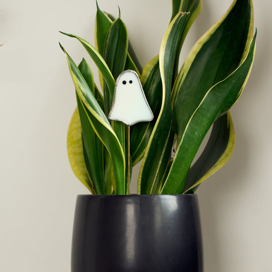 Décoration de plante en vitrail – Fantôme Halloween irisé