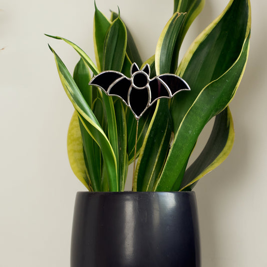 Décoration de plante en vitrail – Chauve-souris Halloween Violet