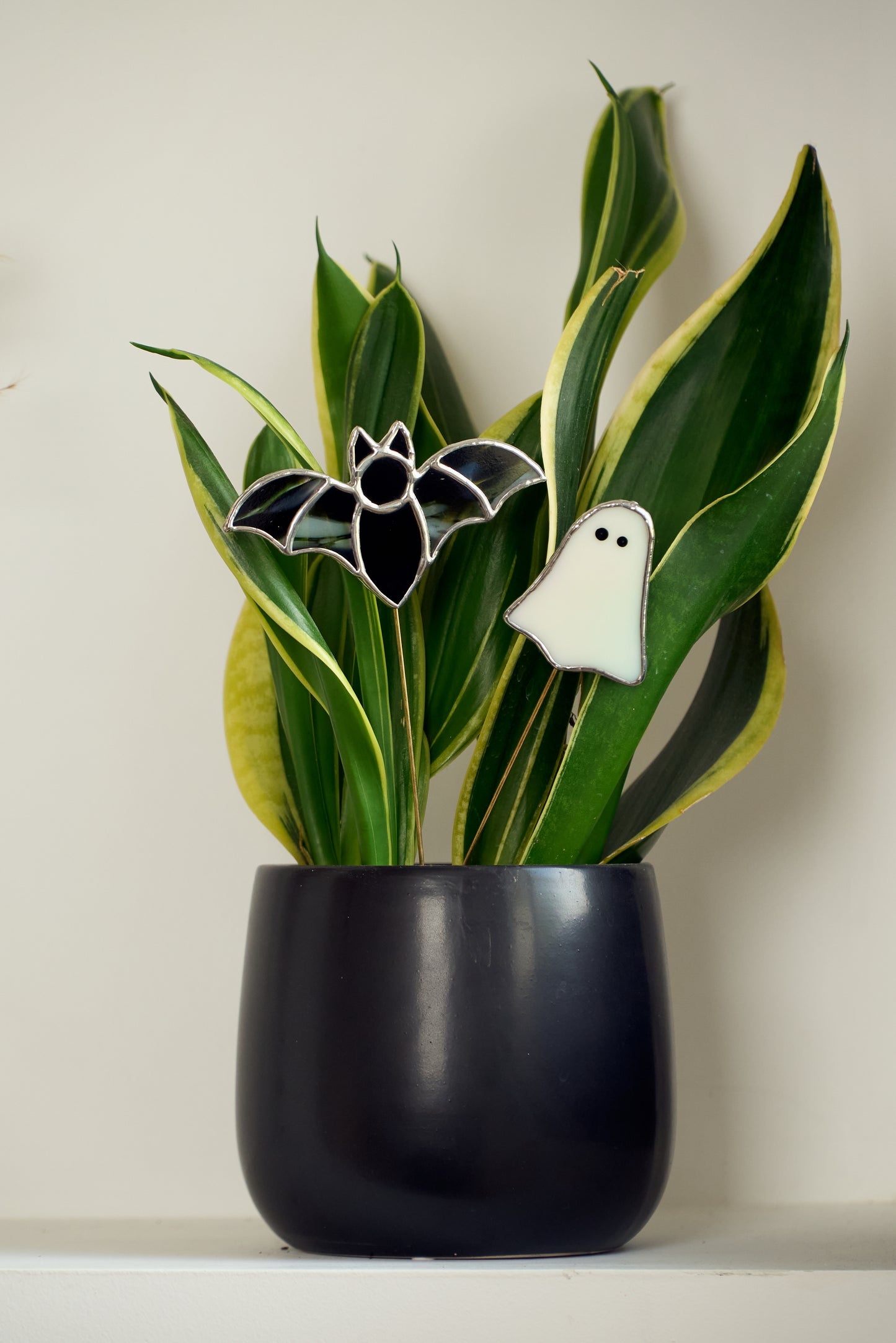 Décoration de plante en vitrail – Chauve-souris Halloween Marbrée