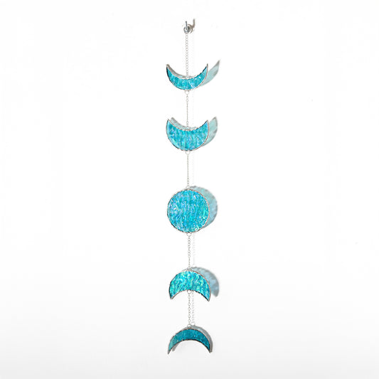 Vitrail - Suspension Phases de la Lune - Bleu